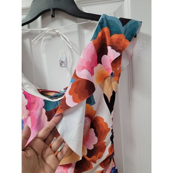 LA Blanca Floral Off Shoulder Ruffle One-Piece 12 - Picture 4 of 11